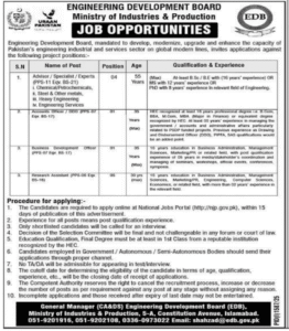 🌟 Job Opportunities at EDB – Ministry of Industries & Production