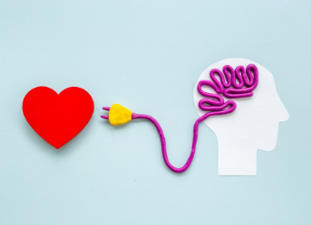 Brain plugging into a heart